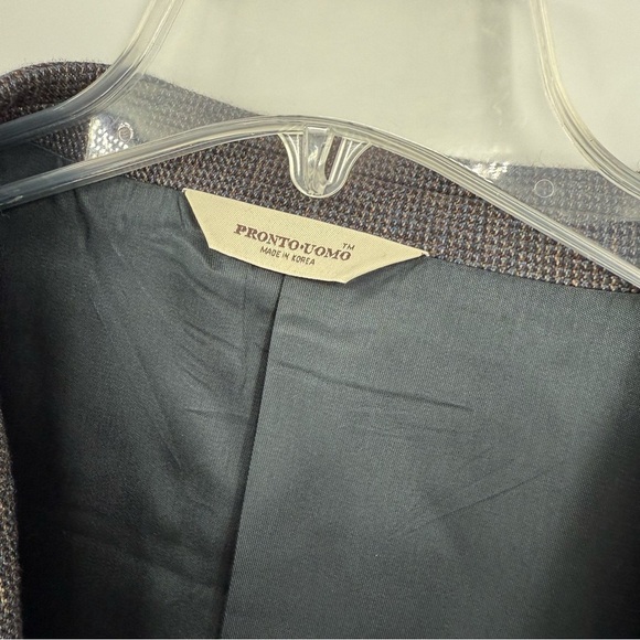 Pronto Uomo Suit Coat Blazer Gray Blue Size 56 R 100% Lambswool Two-button - Picture 5 of 9